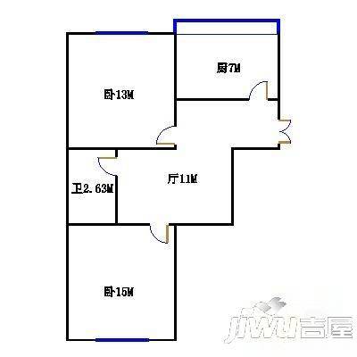 锅炉二新区2室1厅1卫56㎡户型图