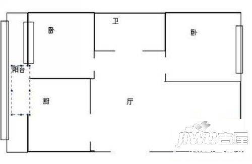 文君花园2室1厅1卫户型图