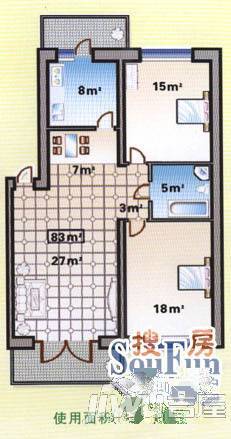 日升家园2室1厅1卫52㎡户型图