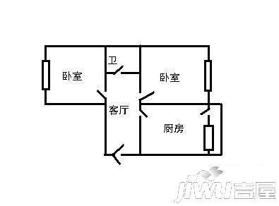 白毛小区二期2室1厅1卫户型图