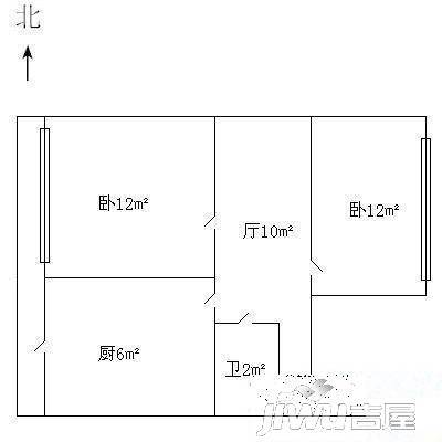 白毛小区二期2室1厅1卫户型图