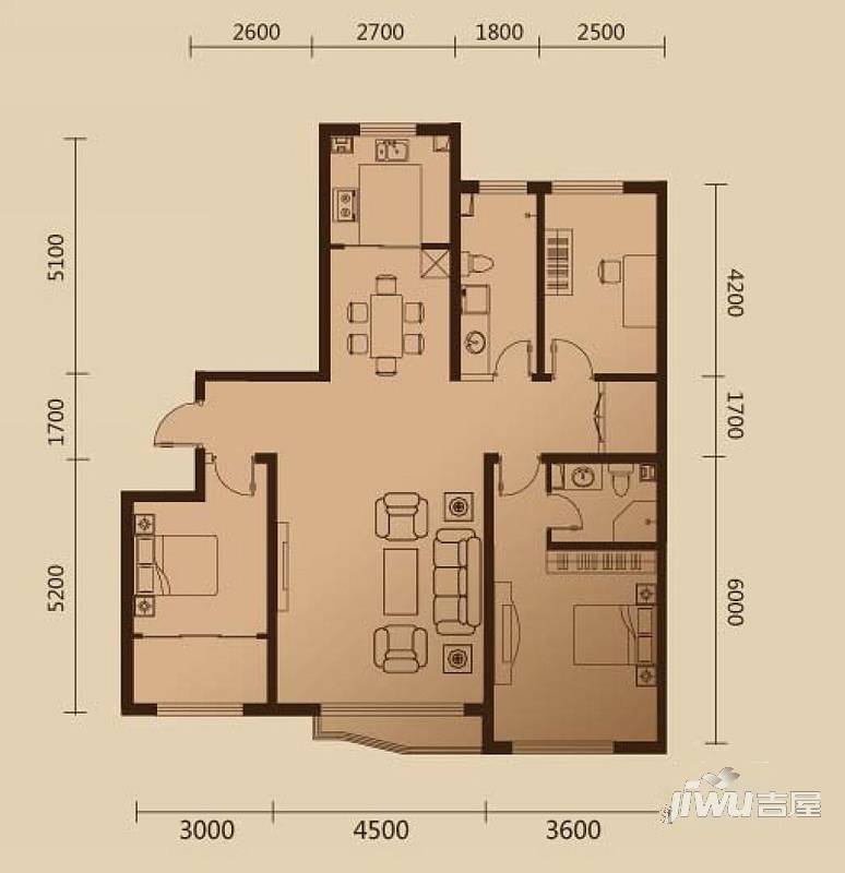 和谐家园3室1厅2卫户型图