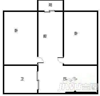 东莱祥泰花园2室1厅1卫65㎡户型图