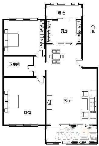 先锋小区2室1厅1卫户型图