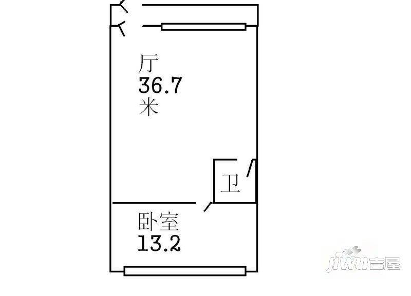 建业大厦1室1厅1卫户型图