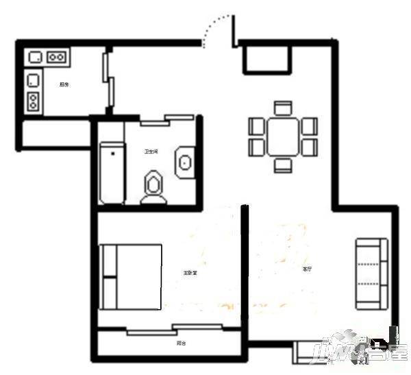 新江桥小区2室1厅1卫户型图