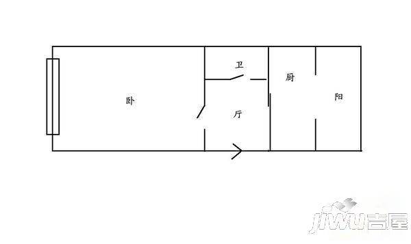 森工大厦1室1厅1卫43㎡户型图