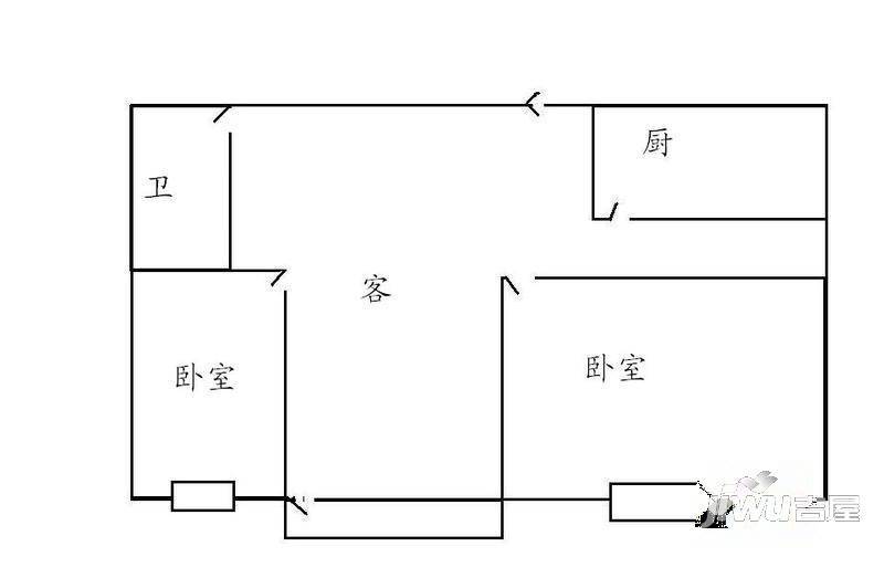 神州名邸2室1厅1卫户型图