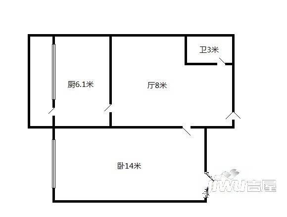 宣西电业小区2室1厅1卫户型图