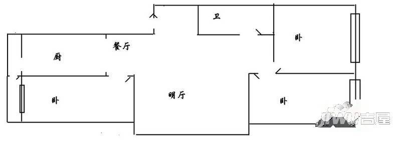 黄河小区1室1厅1卫户型图