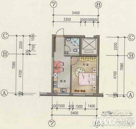 黄河小区1室1厅1卫户型图