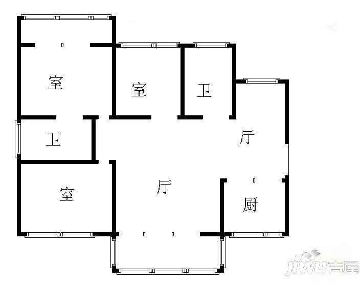 鑫海之星3室2厅1卫户型图