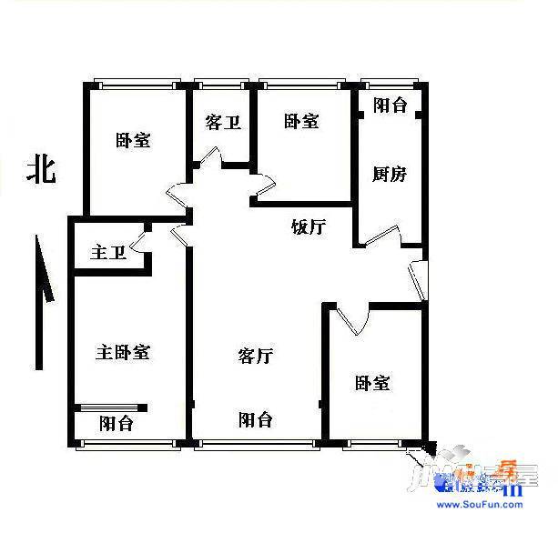 八元小区3室2厅2卫户型图