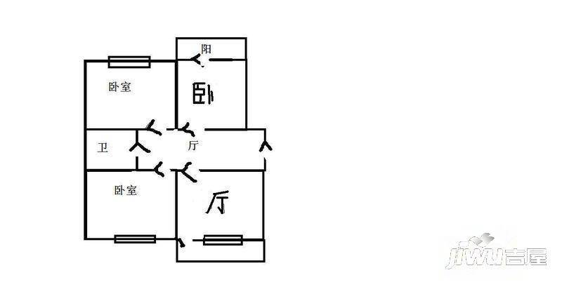 沿江名苑2室1厅1卫户型图