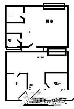 七政公寓2室1厅1卫户型图
