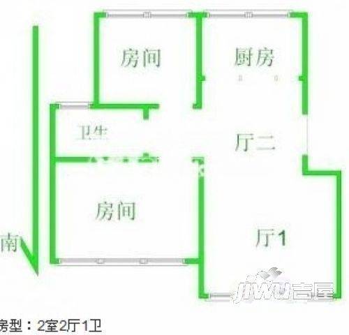 侨福阳明花园2室2厅1卫户型图