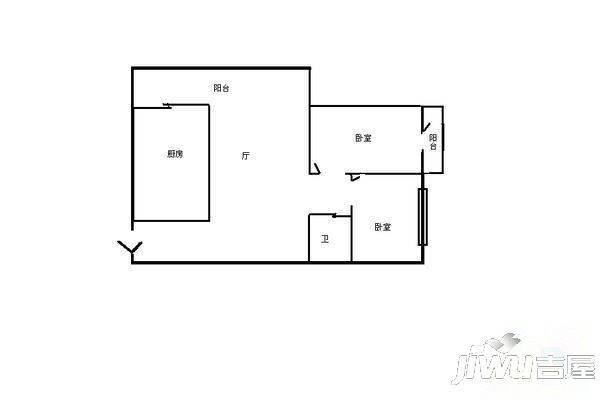 玉山公寓2室1厅1卫户型图