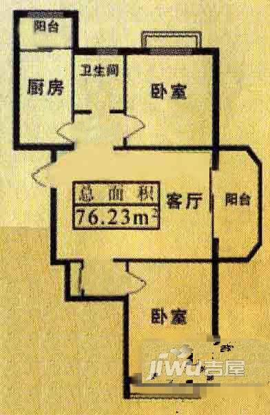 黄河嘉园2室1厅1卫户型图