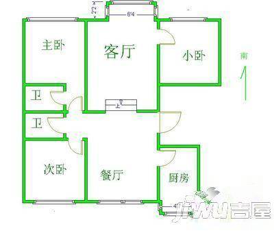 黄河嘉园2室1厅1卫户型图