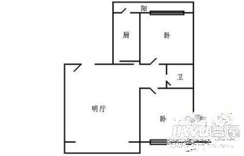 龙博名苑2室1厅1卫户型图