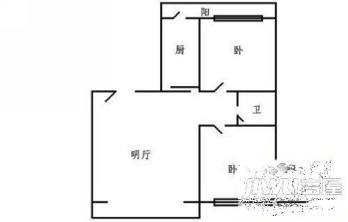 龙博名苑2室1厅1卫户型图