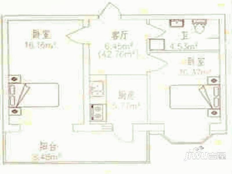 岸北桃源2室2厅1卫户型图