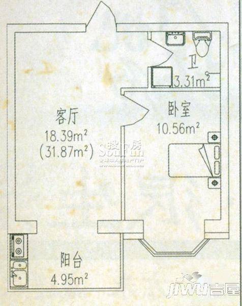 岸北桃源2室2厅1卫户型图