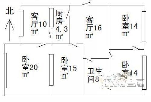 太古不夜城4室2厅1卫户型图