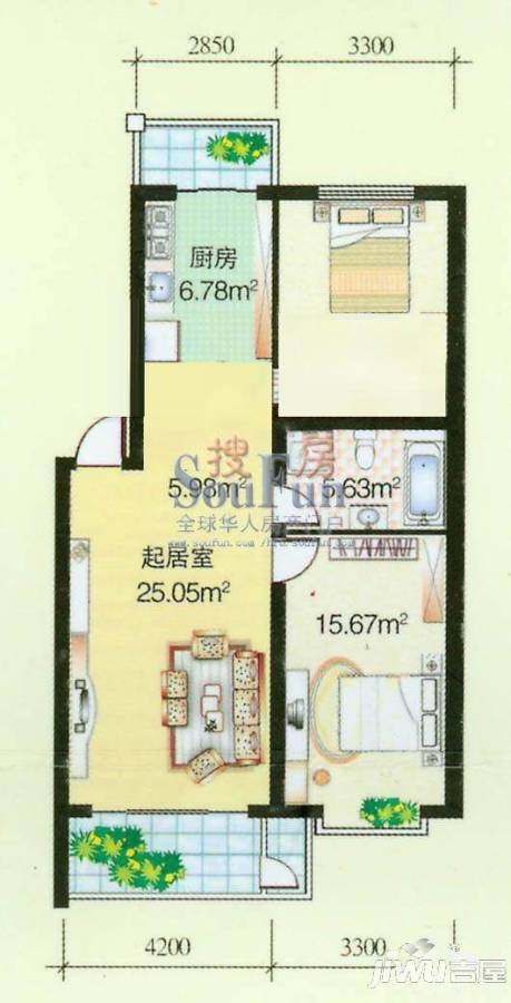 大众新城3室1厅2卫户型图