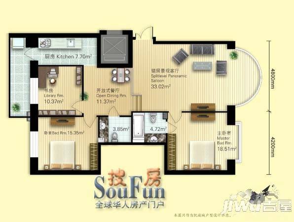 凯旋城2室1厅2卫157㎡户型图