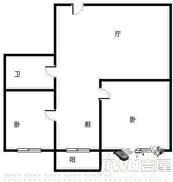 大方里2室1厅1卫户型图