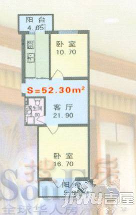 城东新居1室1厅1卫户型图