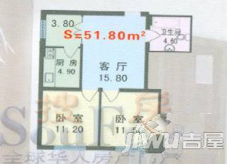 城东新居1室1厅1卫户型图