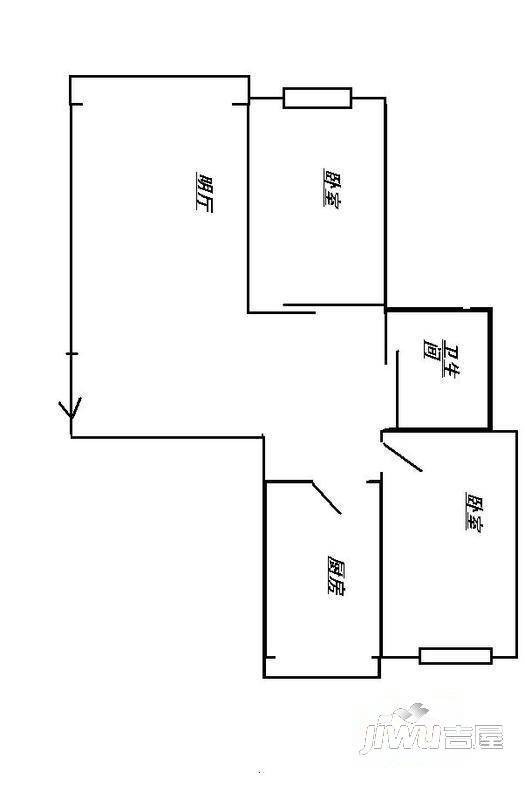 龙邦大厦2室2厅3卫116㎡户型图