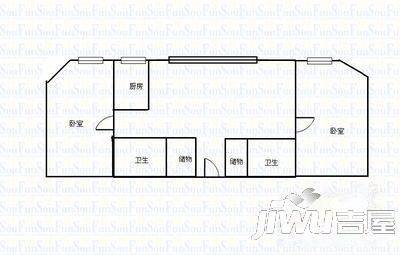 龙邦大厦2室2厅3卫116㎡户型图