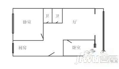 龙邦大厦2室2厅3卫116㎡户型图