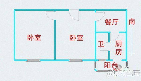 中山蓝色水岸1室1厅1卫户型图