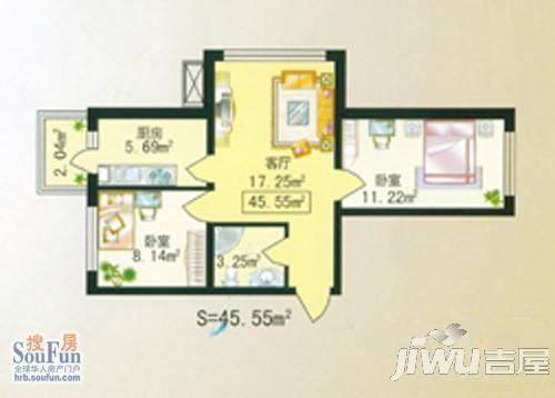 泓林金色地标3室1厅1卫户型图