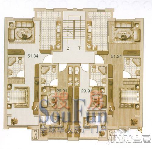 柏林四季4室2厅1卫户型图