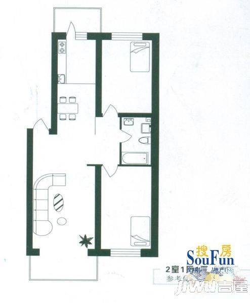 南郡新城3室1厅1卫118㎡户型图