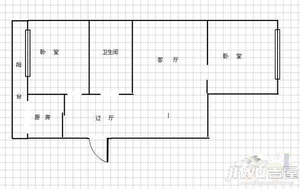 北鸿花园城市2室1厅1卫户型图