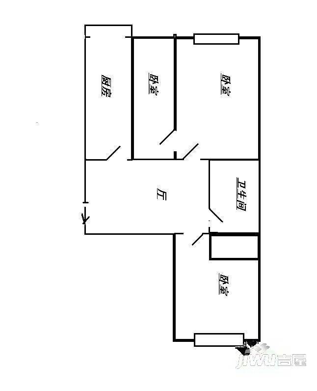 红河小区1室1厅1卫户型图