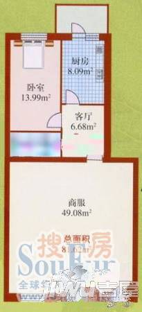 南棵绿荫2室1厅1卫76.4㎡户型图