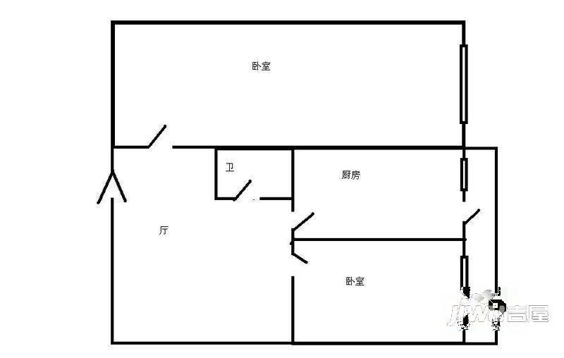 靖宇小区3室1厅1卫108㎡户型图