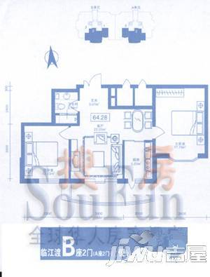 优度社区2室2厅2卫88.7㎡户型图