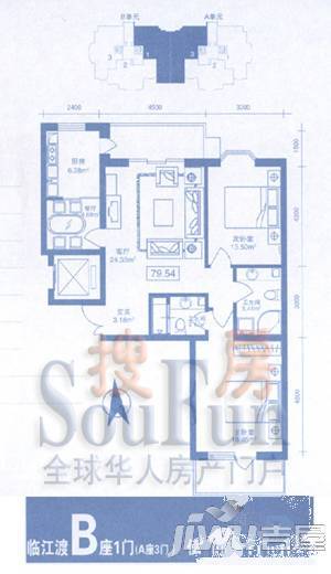 优度社区2室2厅2卫88.7㎡户型图