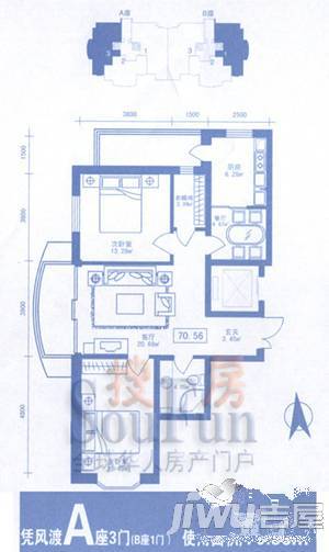 优度社区2室2厅2卫88.7㎡户型图