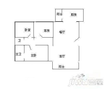 宇轩花园2室1厅1卫103㎡户型图