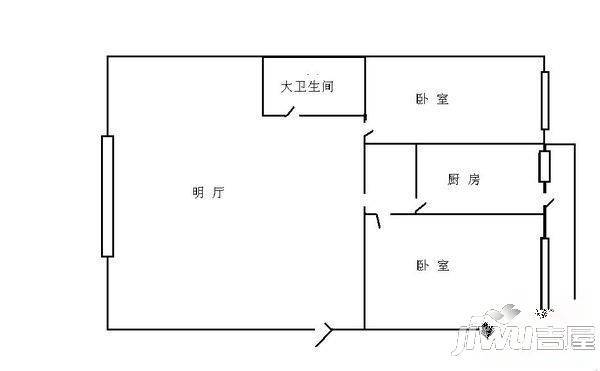 宇轩花园2室1厅1卫103㎡户型图