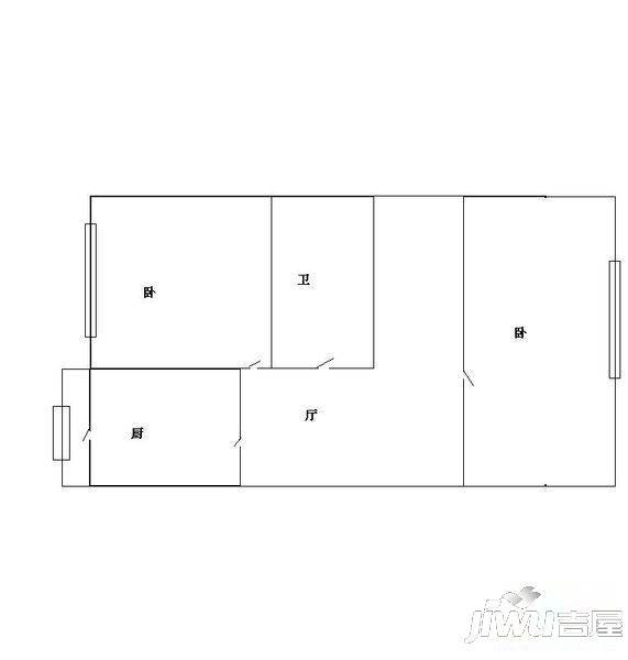 宇轩花园2室1厅1卫103㎡户型图